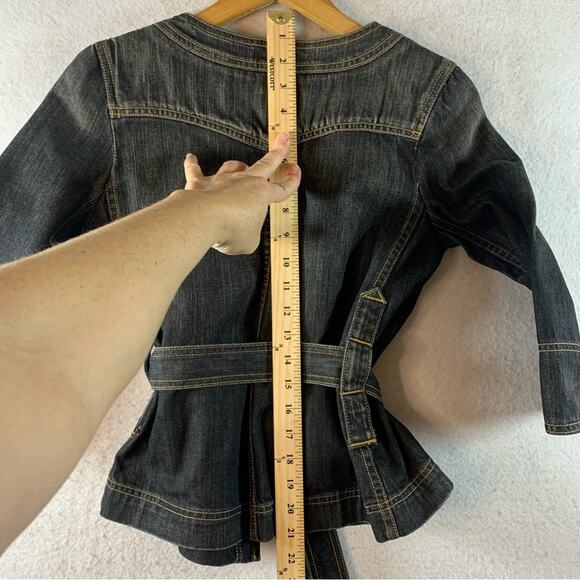 AG Adriano Goldschmied The Tabitha Denim Jacket Sz XS Black Wash Belted‎ - Picture 12 of 15
